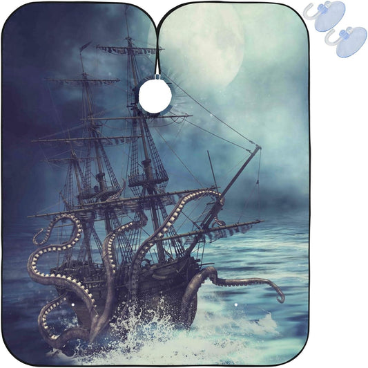 visesunny Professional Barber Cape Polyester Hair Cutting Clippings Catcher Grooming Cape Apron for Shaving Trimming For Men