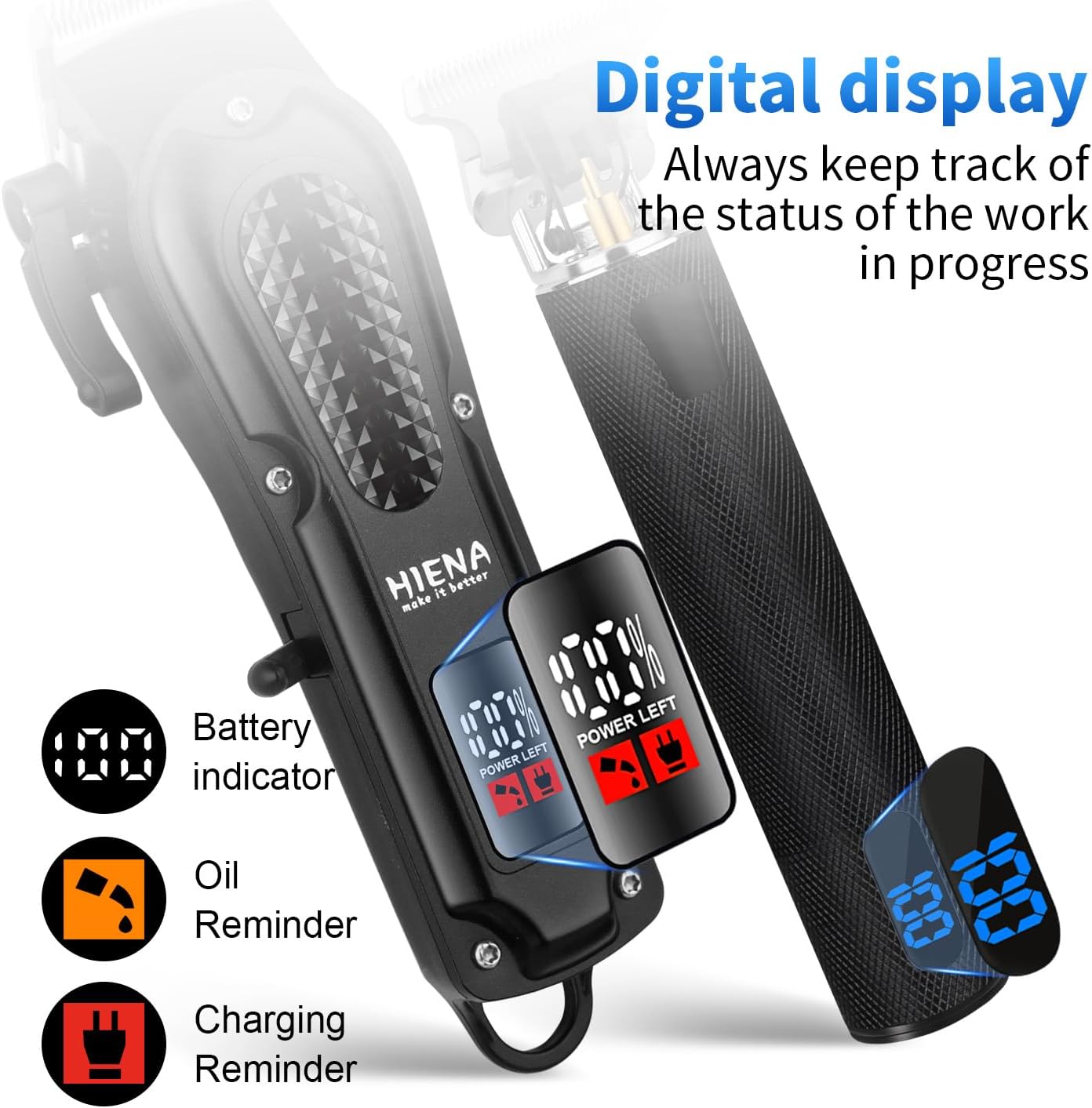 HIENA PRO Professional Cordless Hair Clippers for Men, T-Blade Beard Trimmer & Foil Shaver & Nose Hair Trimmer Set, Barber Clipper Hair Cutting Grooming Kit