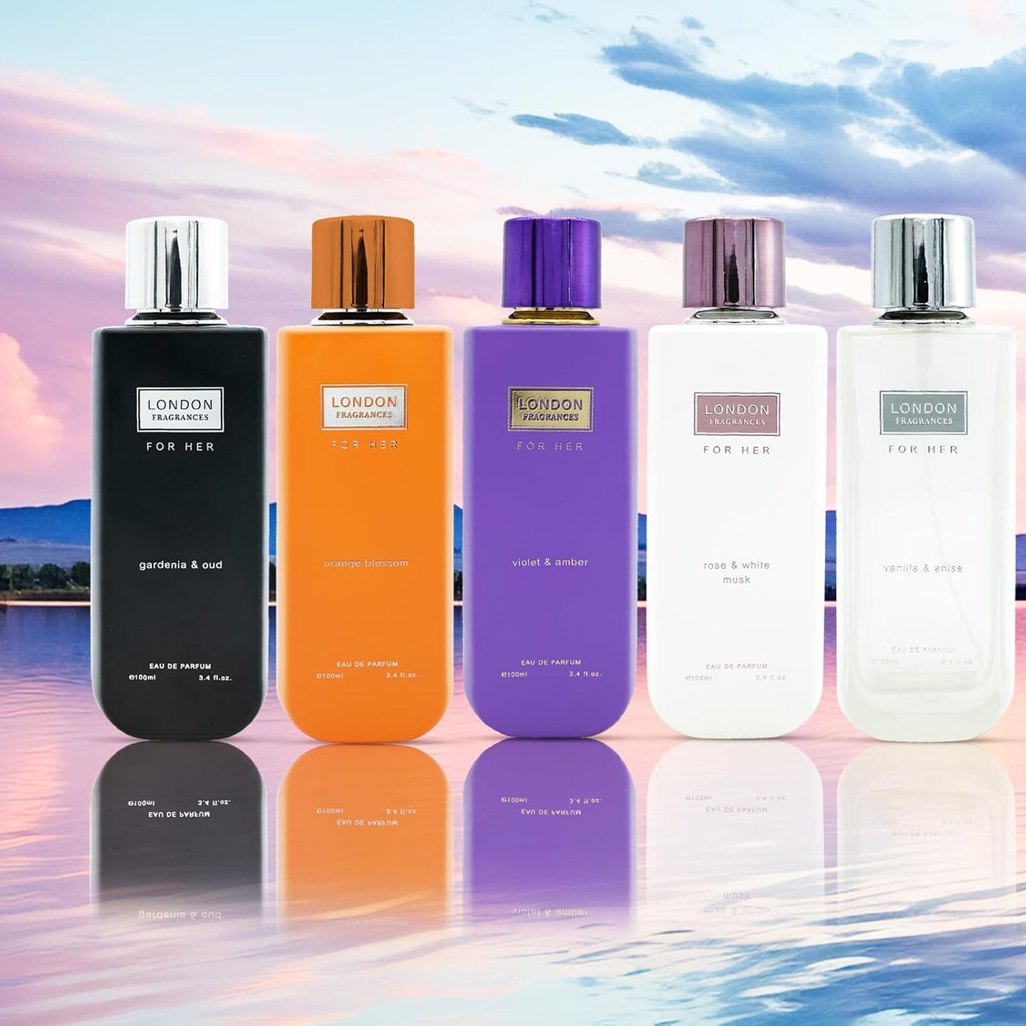 London Fragrances Rose and White Musk - Perfumes for Women - Womens Fragrances - Gourmand Vanilla Notes - 3.4 oz EDP Spray