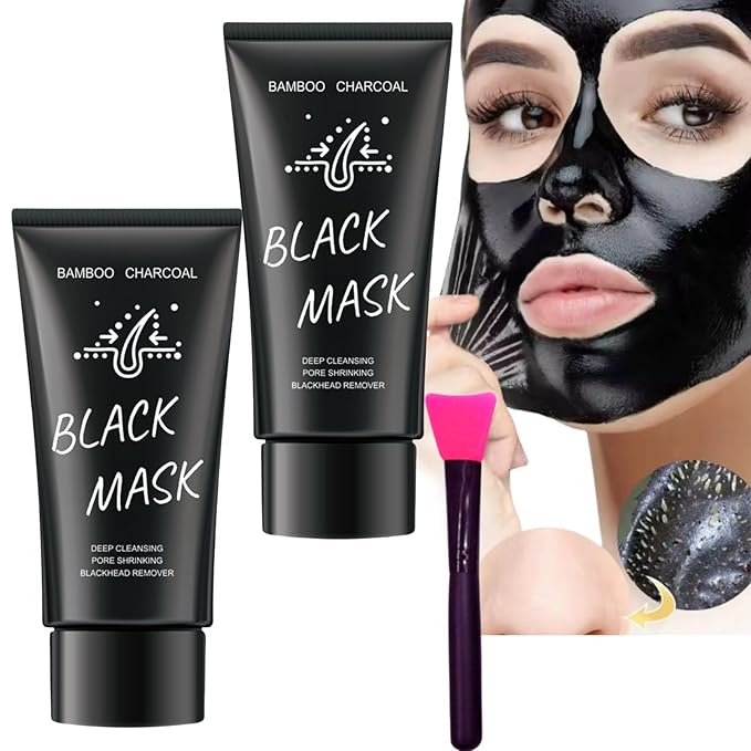 2Pcs Blackhead Remover Mask 1 FREE Face Mask Brush, Peel Off Black Mask for Men and Women, Purifying Charcoal Face Mask for Deep Cleansing Blackheads,Pore Deep Cleansing Mask