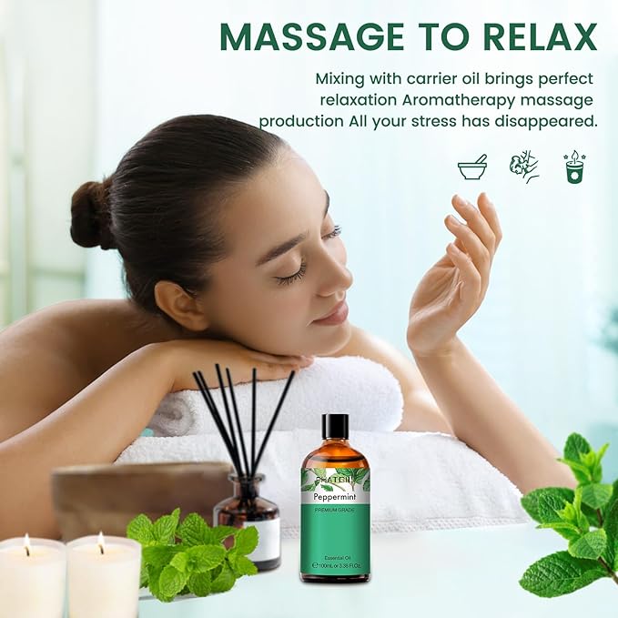 Peppermint Essential Oil, Huge 3.38 Fl Oz Pure and Natural, Premium Grade Essential Oil for Diffuser and Aromatherapy