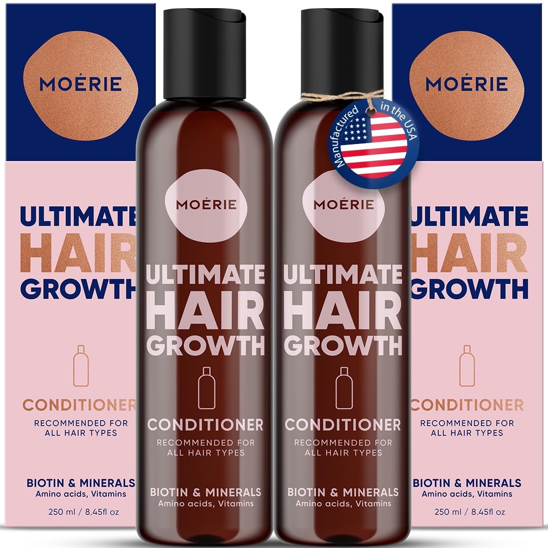 Moerie Ultimate Hair Growth Conditioner – For Longer, Thicker, Fuller Hair - Vegan Friendly Volumizing Hair Products – Paraben & Silicone Free – All Hair Types – Reverse Hair Loss – Double Set