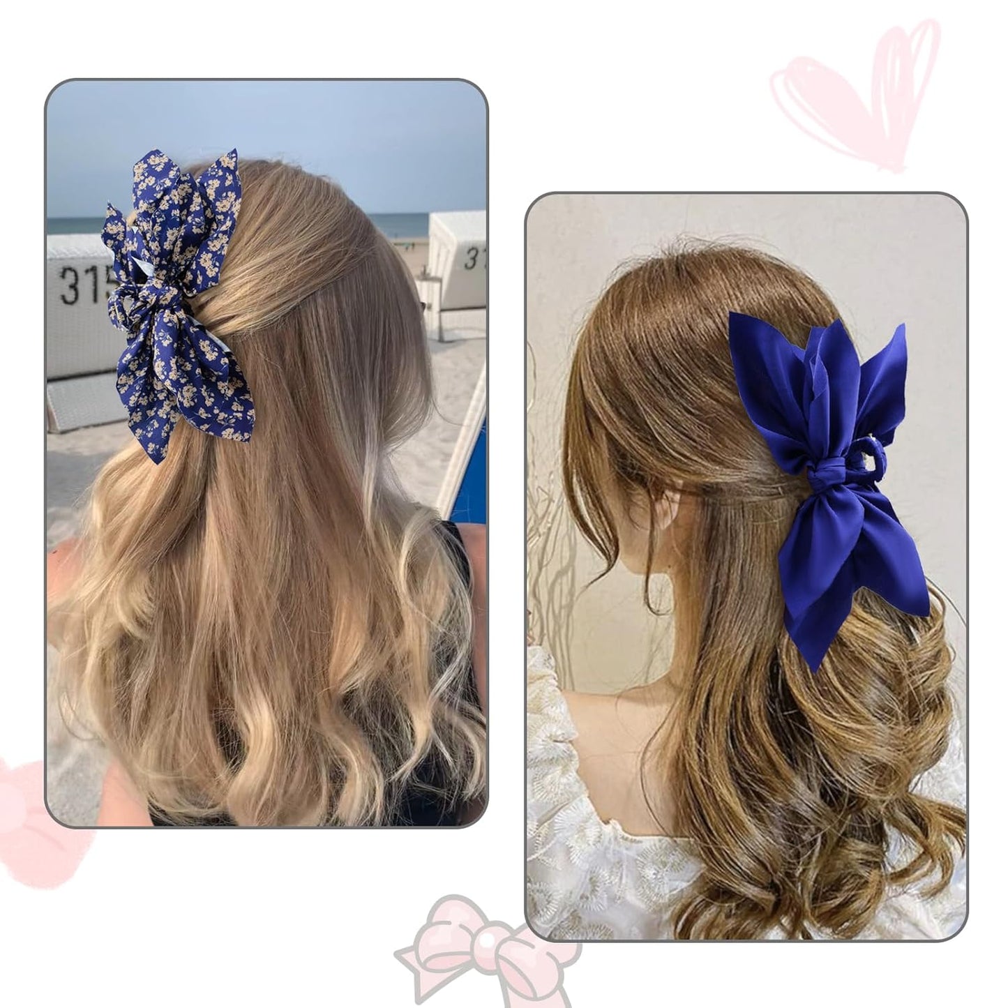 Bow Claw Clips Bow Hair Clips 2PC Navy Big Hair Bows for Women Butterfly Styling Large Hair Clips for Thick Hair for Girls Hair Accessories for Teen