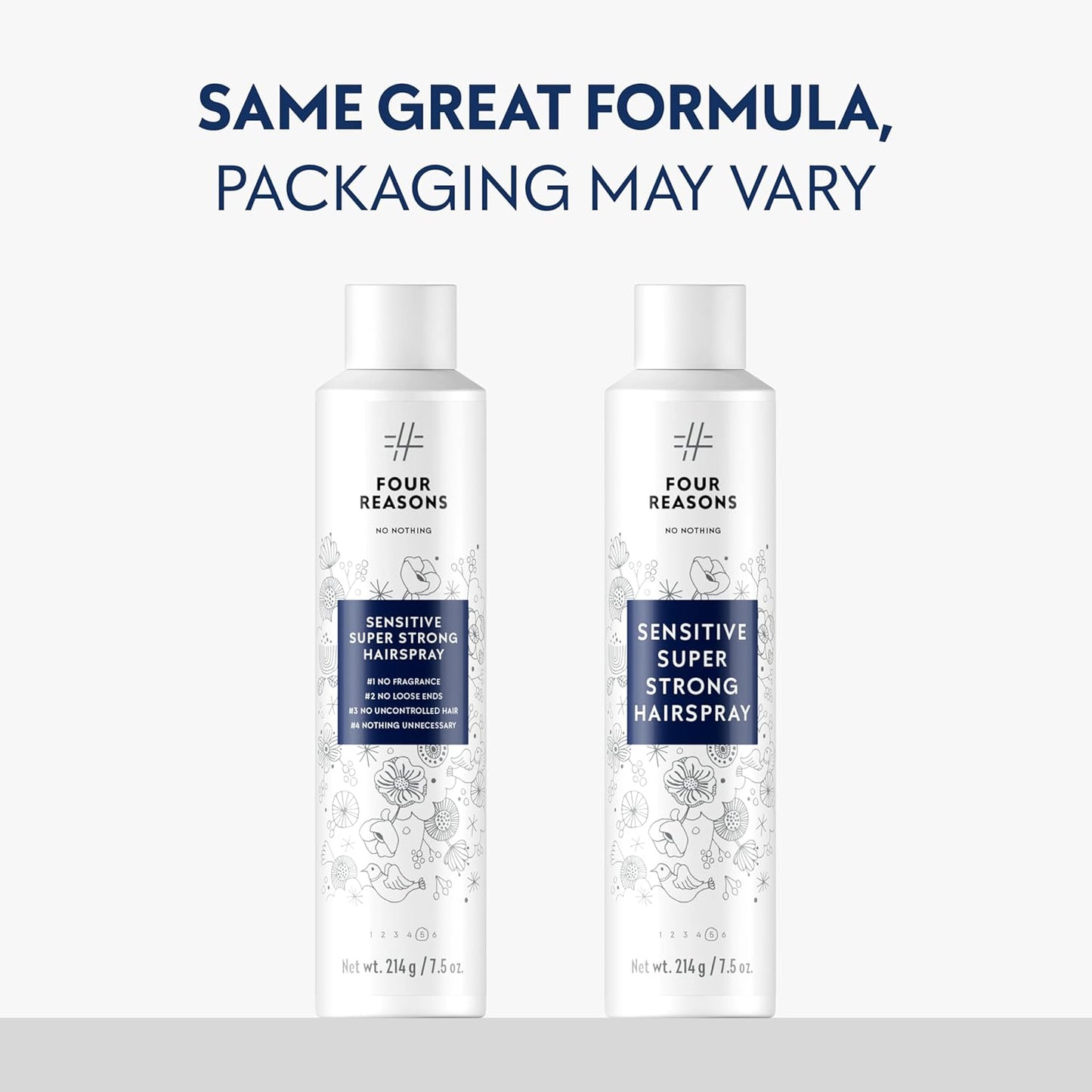 No Nothing Sensitive Extra Hold Hairspray, Unscented Finishing Spray for Styling, Wind & Humidity Protection, Reduces Frizz & Split Ends, Flexible Brushable Hold, Hypoallergenic - 2 Pack (7.5 oz Each)