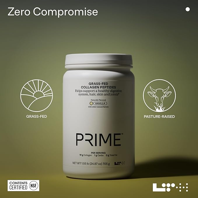 LTH Prime Collagen Peptides - Premium Collagen Powder for Digestive Health - Supports Healthy Joints, Hair, Nails & Skin - Hydrolyzed Collagen from Grass-Fed Cows - Vanilla - 30 Servings