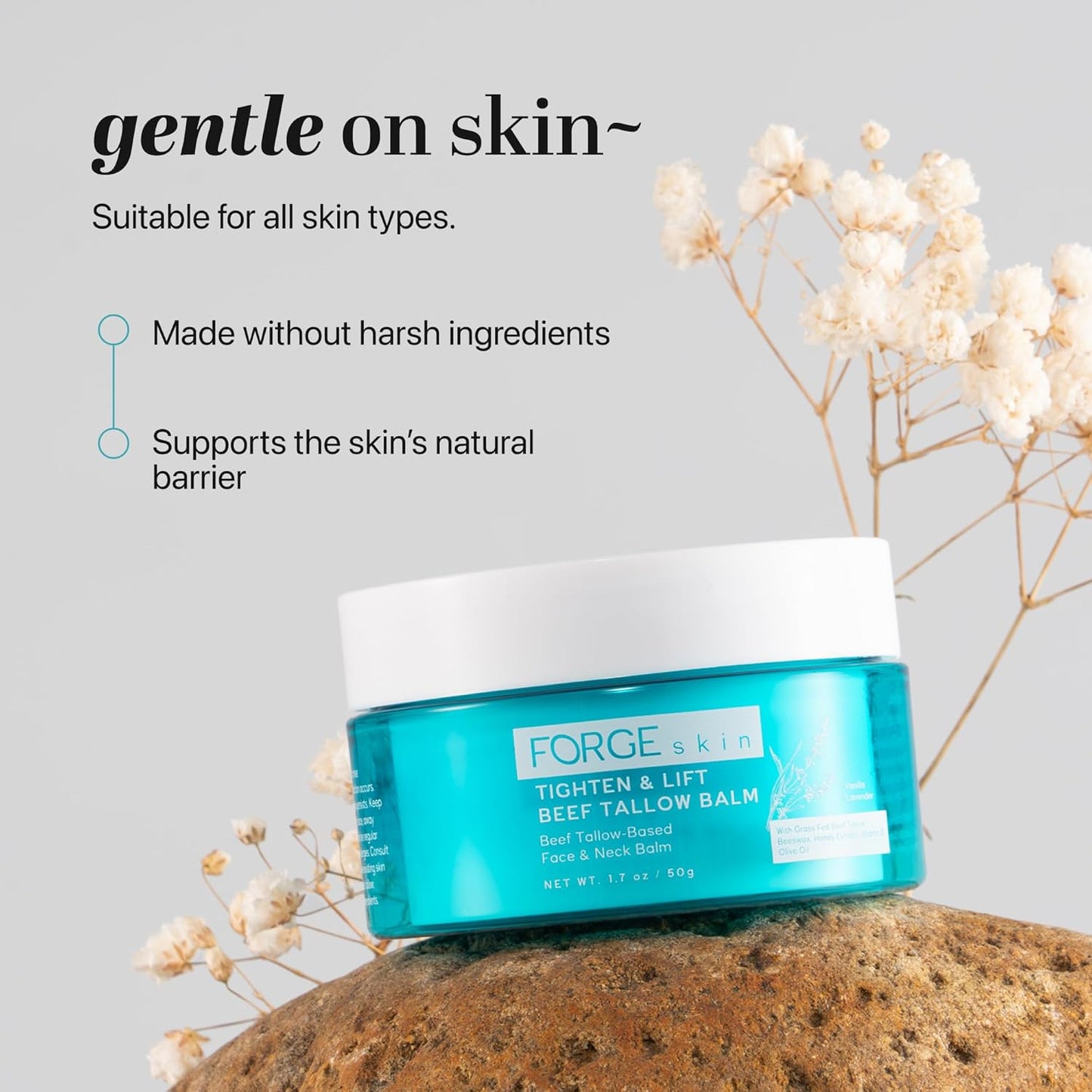 Forge Skin® Tighten & Lift Balm for Women [TALLOW-BASED] - Beef Tallow & Honey Extract Face Moisturizer - Natural Cream - Hydrating Facial Lotion - Anti Aging Skincare with Essential Oils (1.7 OZ)