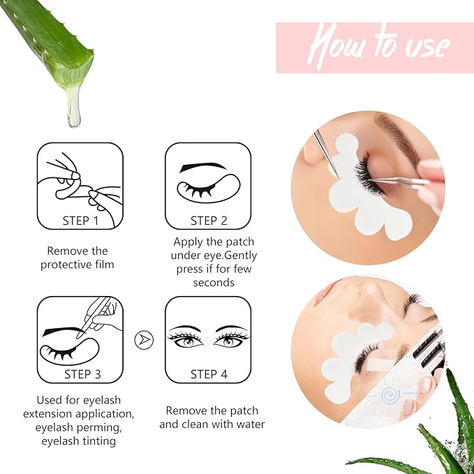 100 Pairs Eyelash Extension Gel Patches Kit, Lash Extension Lint Free Under Hydrogel Eye Mask Pads Beauty Tool with Case (Purple, 100)