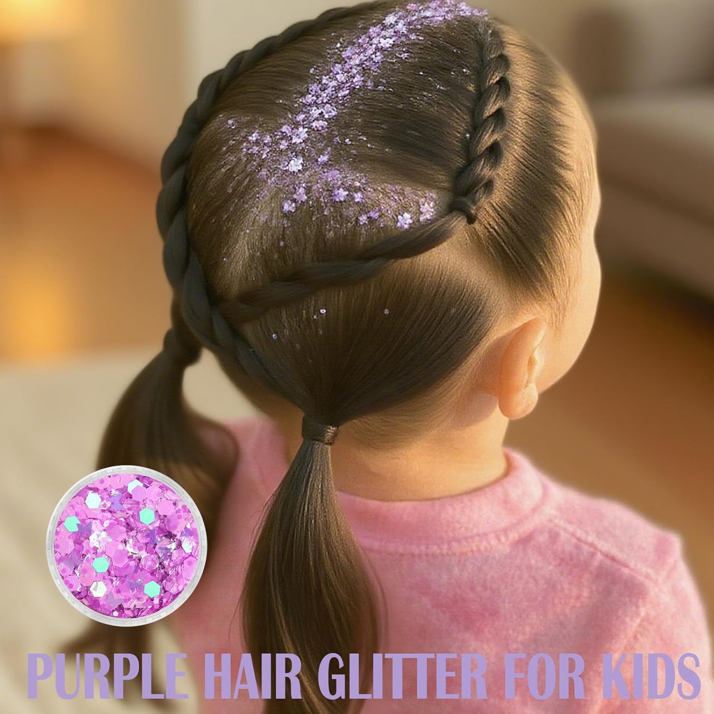 Purple Face Glitter Gel,4 Styles Butterfly Style Body Glitter Mermaid Costume for Kids,Mardi Gras Outfit for Women,Sparkling Hair Glitter Makeup Rave Festival Accessories,40g/1.41 oz