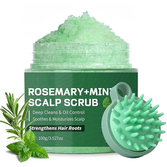 Scalp Scrub, Rosemary Mint Scalp Exfoliator Scrub with a Silicone Scalp Massager, Clarify and Remove Build Up, Deep Cleansing, Scalp Soothing, Reduce Oily Hair, Promotes Hair Growth