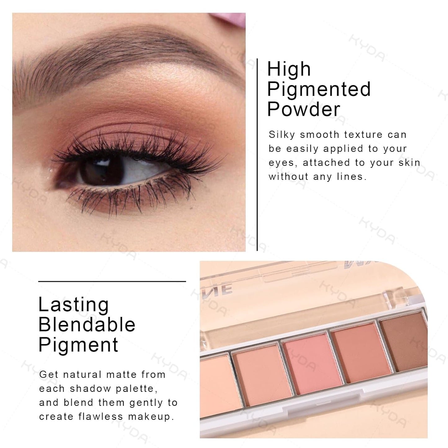 KYDA 5 Colors Matte Rose Brown Eyeshadow Palette, Neutral Nude Eyeshadow, All Matte Eyes Makeup Palette, High Pigment Pressed Powder Eye Makeup Gift for Women, Lasting Blendable Daily Eye Shadow, ROSY