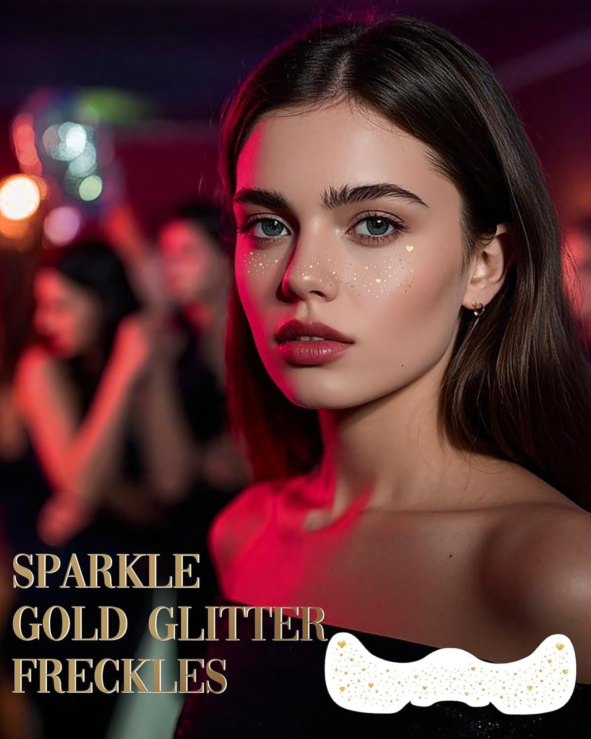 Body Face Glitter for Kids Women Girls, Waterproof Glow Up Singer Concerts Festival Rave Accessories (Gold - Hearted)