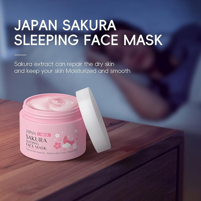Sleeping Mask Hydrating Gel Mask 2 Packs JAPAN SAKURA Overnight Firming Jelly Face Mask - Deep Moisture & Repair, Non-Sticky, Elastic Skin (25g×2pcs)