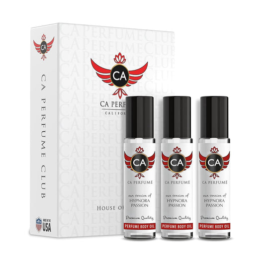CA Perfume Impression of Hypnora Passion for Women Eau De Parfum Amber Vanilla Scent Long Lasting Perfumes for Women Travel Size TSA Ready for Day and Night Wear 0.33 Fl Oz 10ml (Pack of 3)