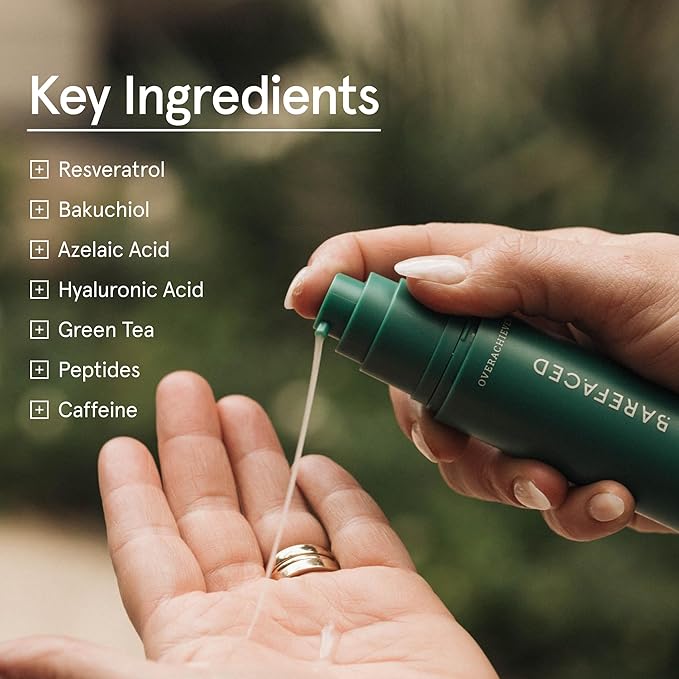 Barefaced Overachiever 30 mL - 10-in-1 Skin Booster with Bakuchiol, Resveratrol & Green Tea - Retinol Alternative, Pregnancy Safe, Helps with Hydrating Skin & Minimizes Pores, Reduces Redness, Wrinkles & Fine Lines