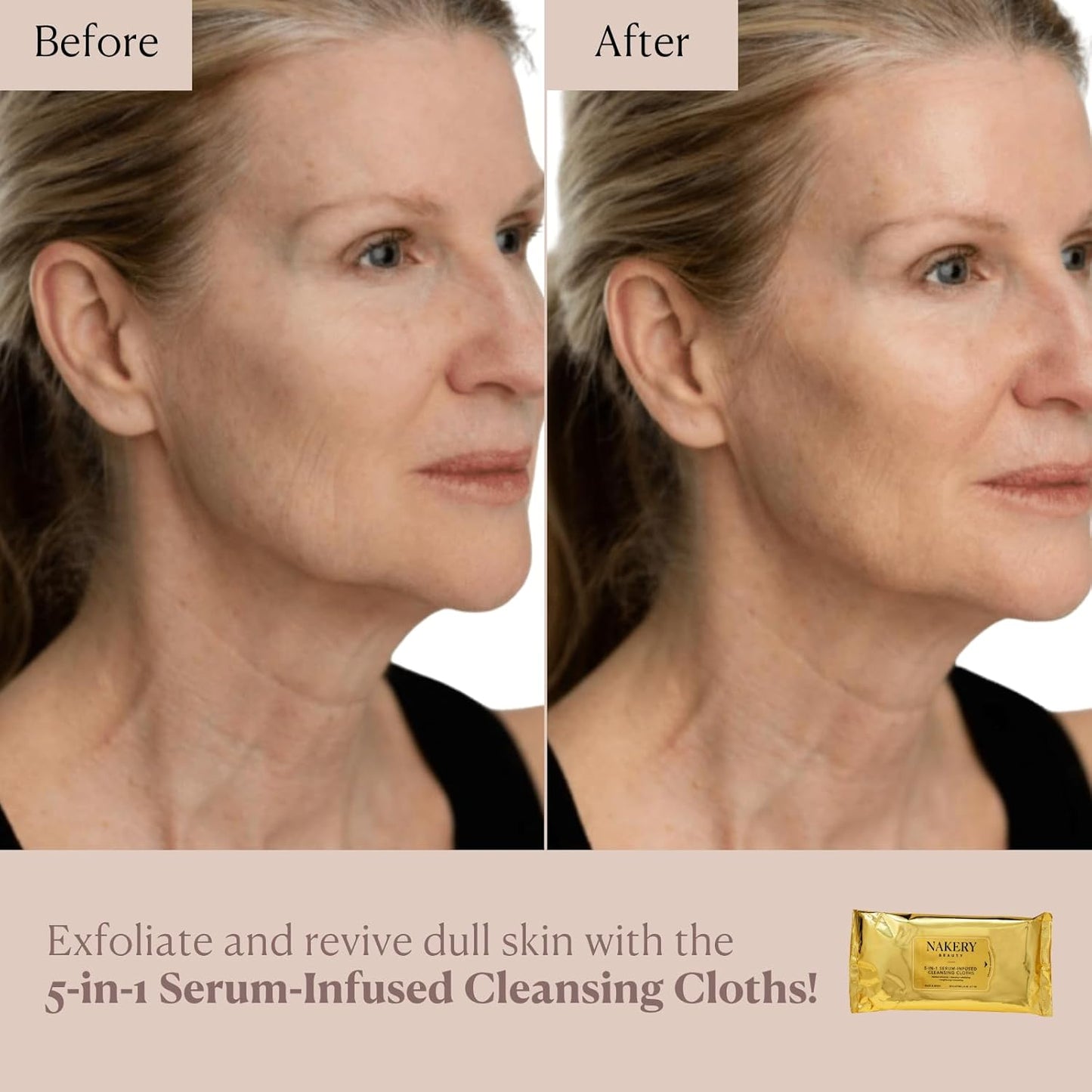 Nakery Makeup Remover Wipes for Face, 5-in-1 Infused Cleansing Towelettes, Gentle Exfoliating Wipe for Women, Eye Makeup Eraser for Sensitive Skin, Anti Aging Skincare, Hydrating Formula