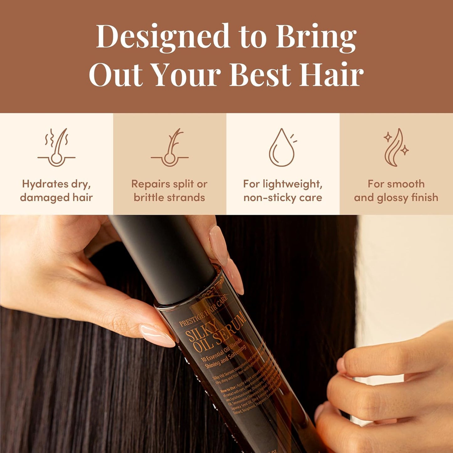 CURLYSHYLL Silky Oil Serum | A lightweight hair serum | Ten of naturallyderived oil blends | EVE VEGAN 70ml