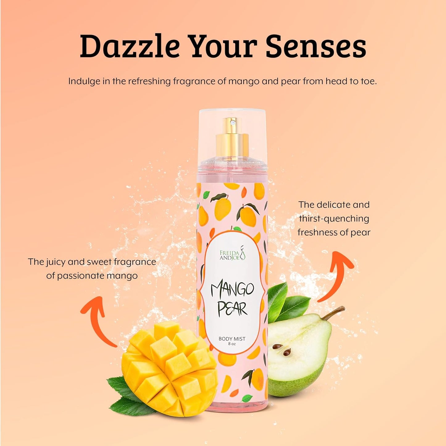 Exquisite Body Spray Mango Pear Scent: Luxury Women's Perfume Fragrance Body Mist Spray - Ideal for Special Occasions - 8 oz Fine Mist Spray Bottle