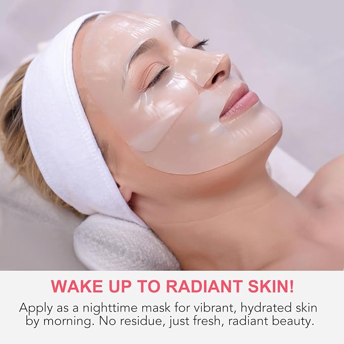 Deep Collagen Anti-Wrinkle Lifting Mask with Hyaluronic Acid & Aloe Vera, Elasticity, Hydrating, Firming and Moisturizing, Overynight Hydrating Face Mask for All Skin Types - 4 Pack