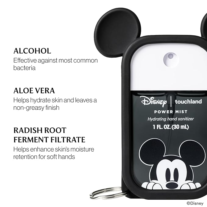 Touchland & Disney Special Edition Hand Sanitizer + Mist Case, Scented & Stylish Hydrating Sanitizer Spray Bundle, Travel Size, Dye Free