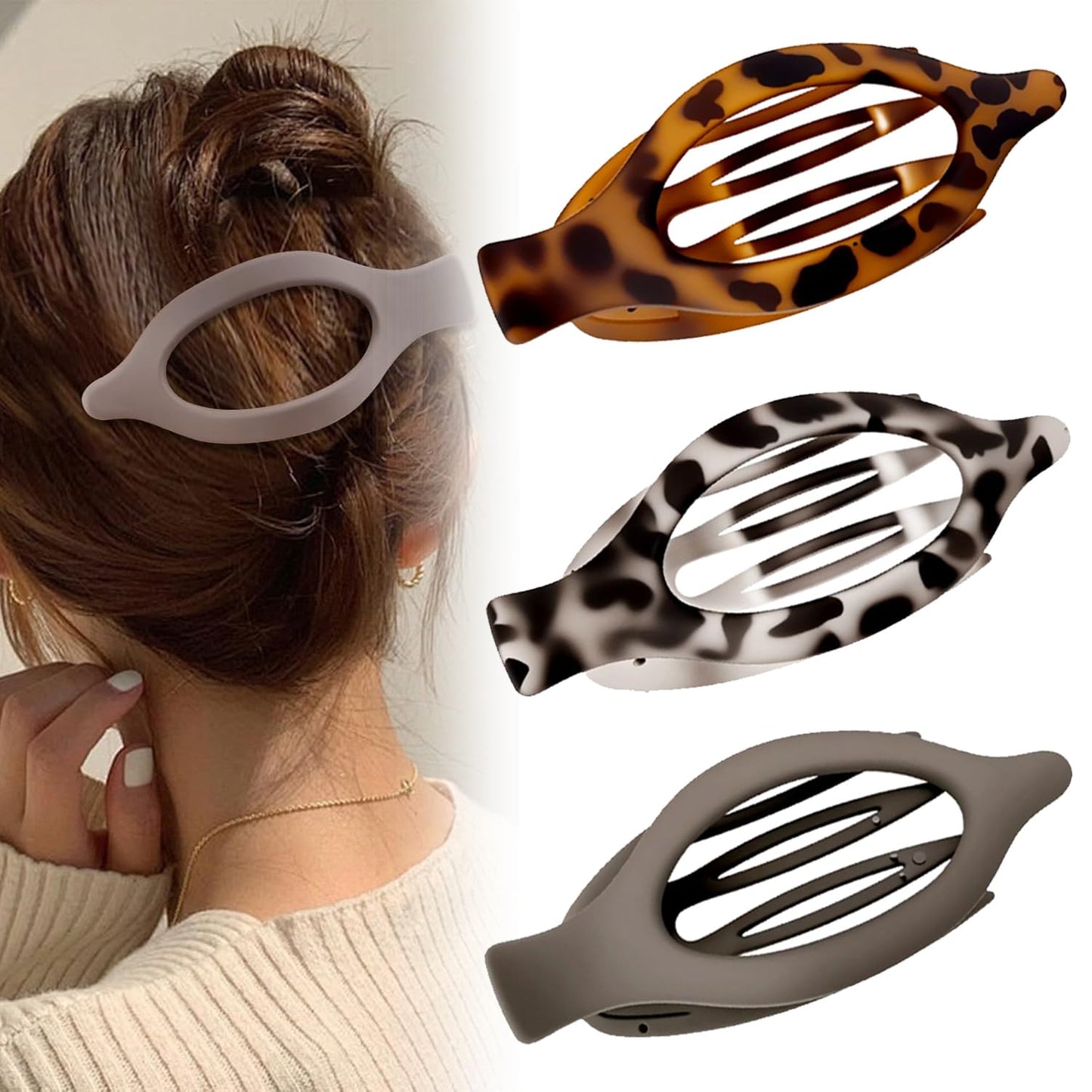 Flat Hair Clips for Women, Flat Claw Clips & Duckbill Hair Clips for Thick or Thin Hair, No-Slip Grip Hair Styling Accessories for Daily Use (Multicolor-N)