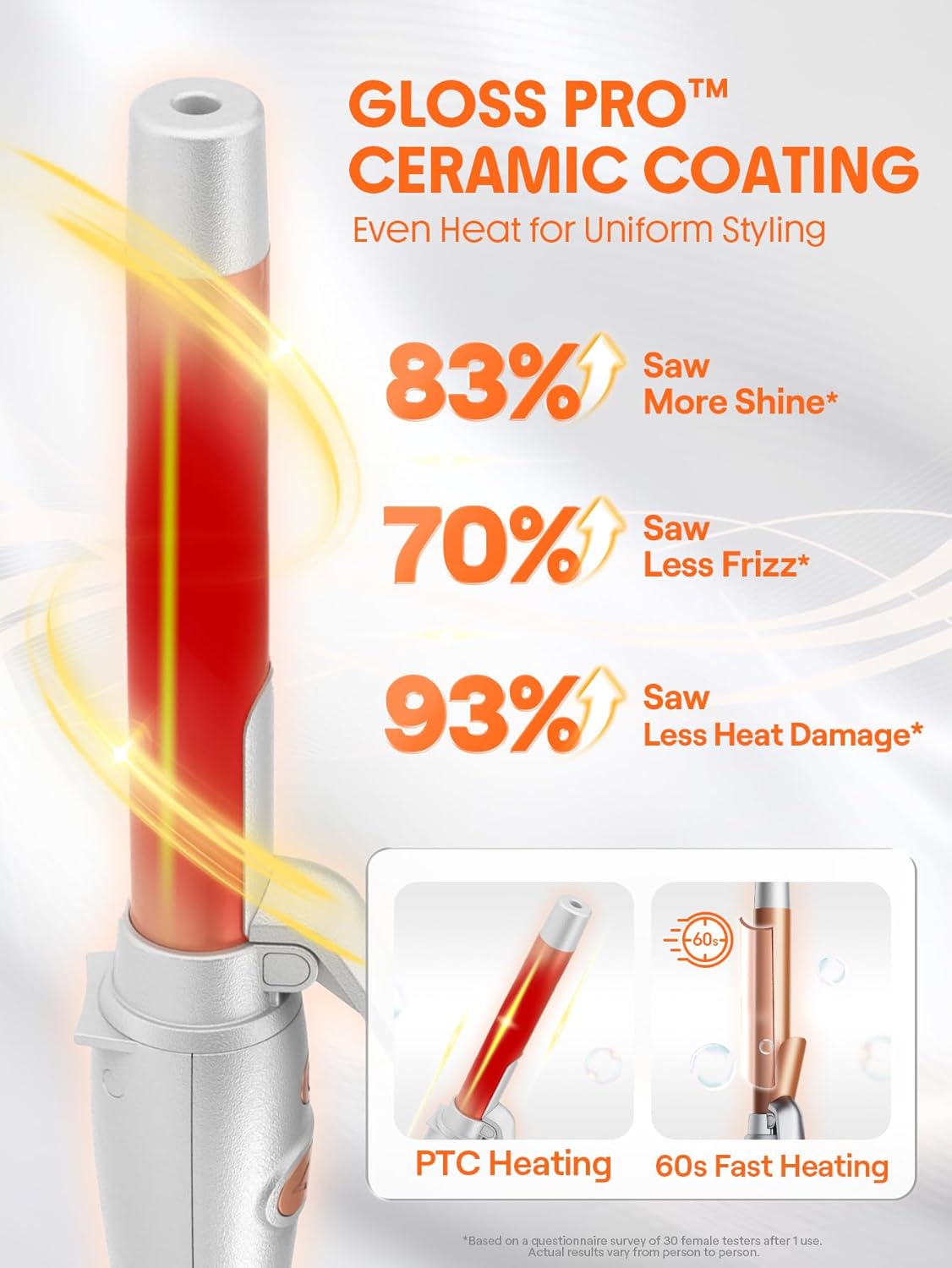 SHEGLAM Rotating Curling Iron Extra Long, Curl Cycle, 1 Inch Automatic Curling Wand for Long Hair, Self Spinning Barrel up to 430°F, Dual Voltage