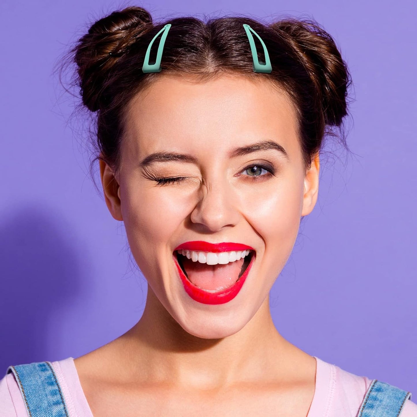 Chinco 24 Pcs Double Grip Hair Clips Metal Snap Clips Women Barrettes for Hair Making, Salon Supplies(Light Blue,2 Inch)