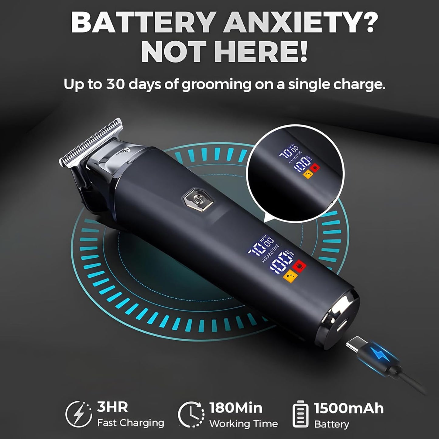 Household Digital Display Professional Electric Hair Clipper Set, Clippers and Trimmers Set with Maquinas De Cortar Pelo Profesionales Wall, Geta Clean, Fresh Haircut at Home (1 Set)