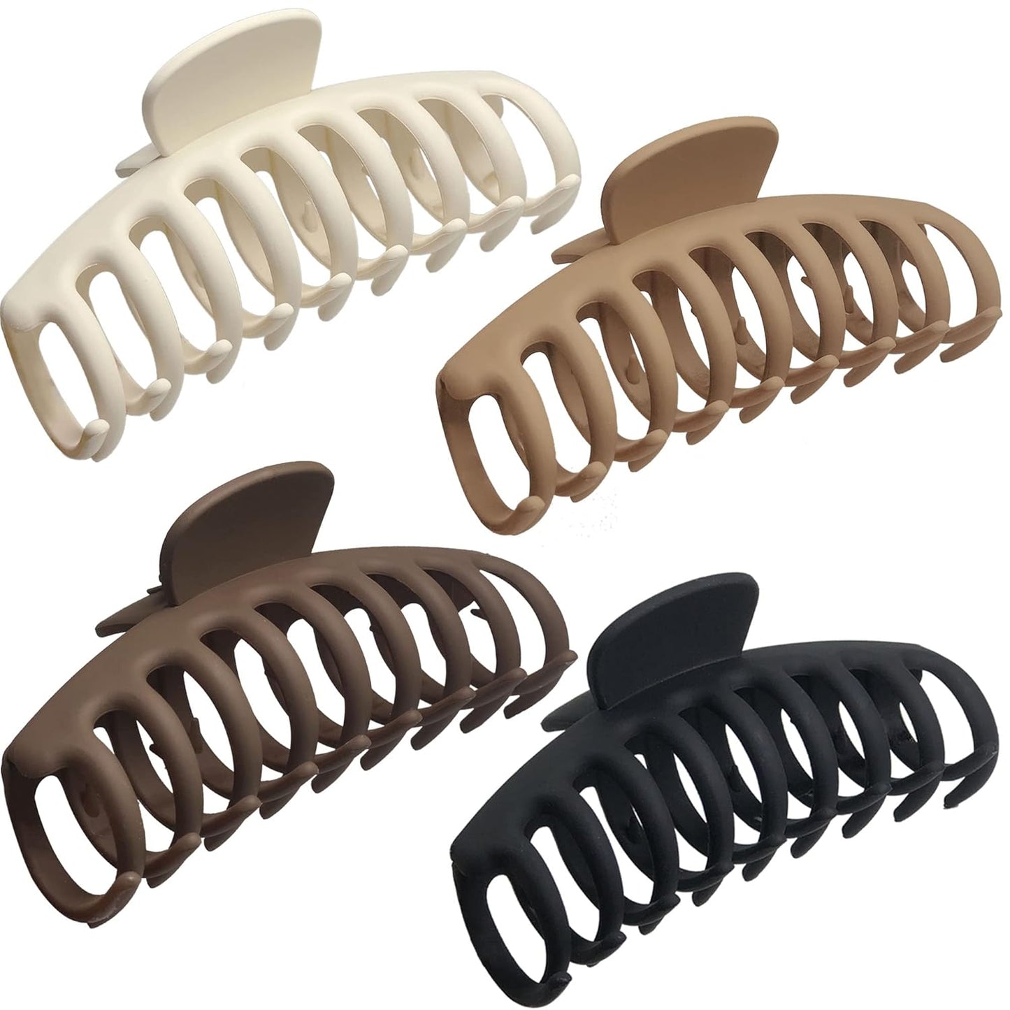 OWIIZI Large Claw Clips, 4.3" Matte Hair Clips for Women's Long Thick Hair, Non-Slip Barrette Clips (4packs)