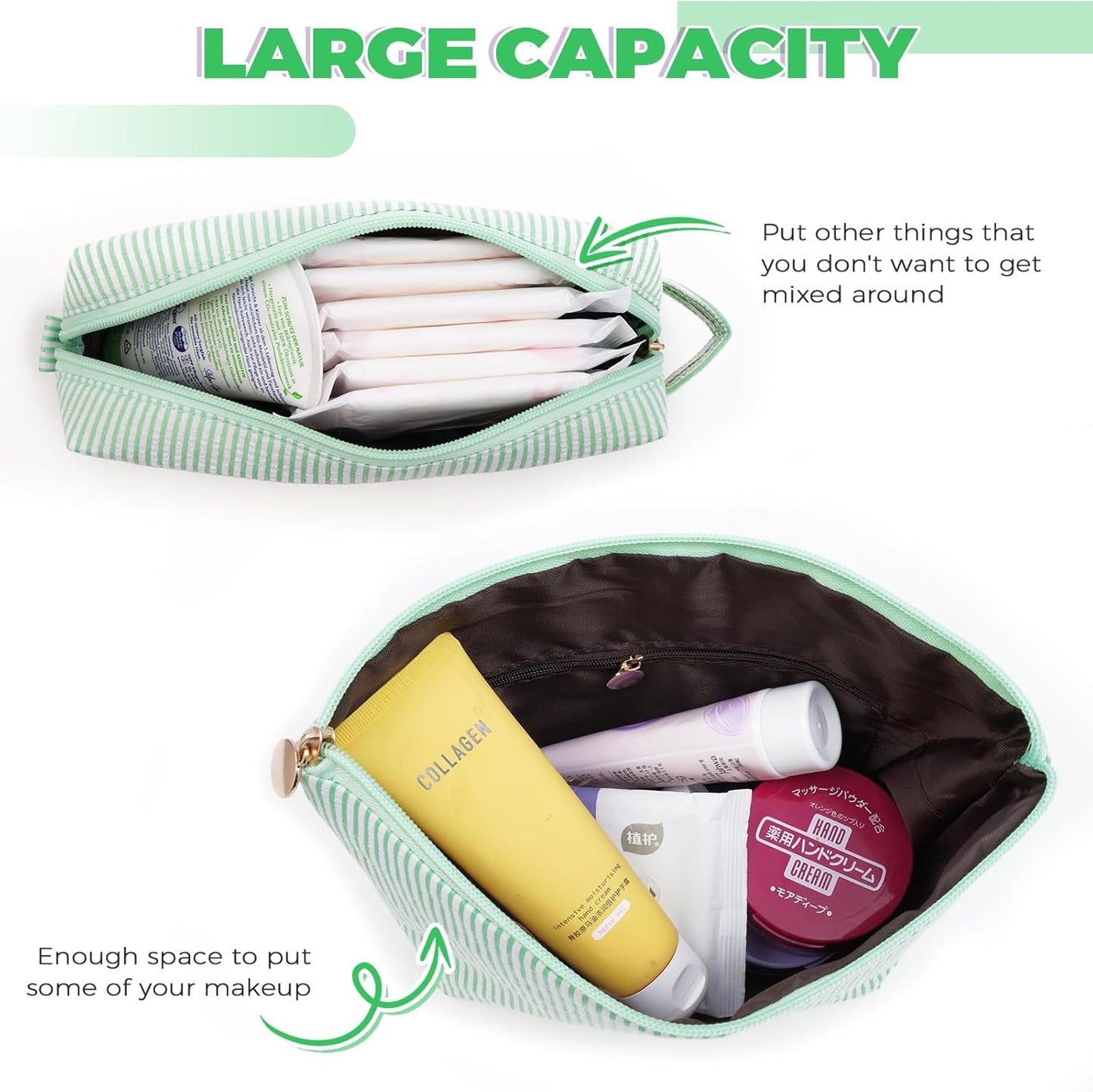 Teacher Appreciation Gifts,Thank You Gifts from Students,Birthday Teacher Retirement Gifts for Women,Teachers Day Gift Ideas,Makeup Bag Set Cosmetic Bag - Green,T