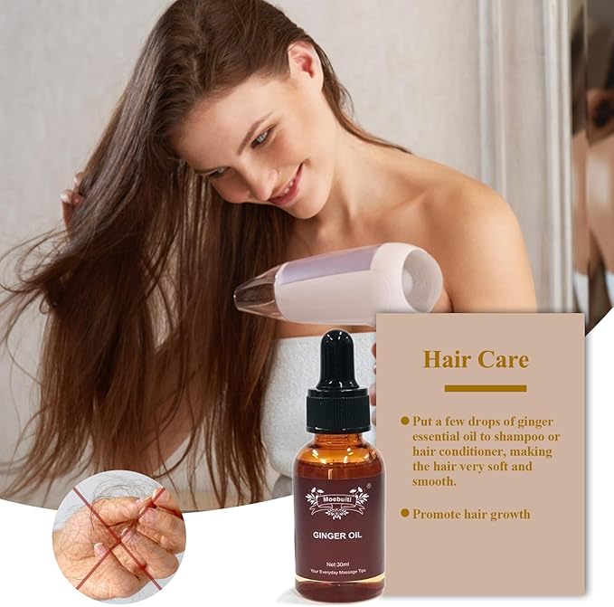 Ginger Oil, Ginger Massage Oil for Lymphatic Drainage, Ginger Essential Oil for Swelling and Pain, Hair, Massage, Skin