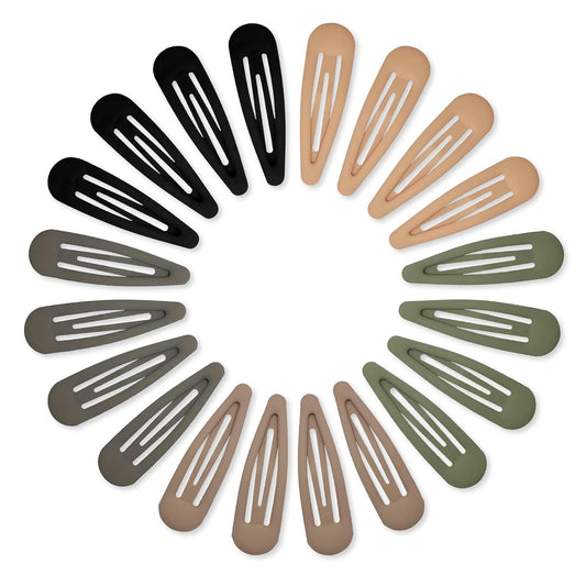 Small Hair Barrettes For Women No Slip Metal Snap Clips For Thin And Fine Hair,Matte Black Brown Green Gray,20 PCS,1.97 x 0.5 Inch.