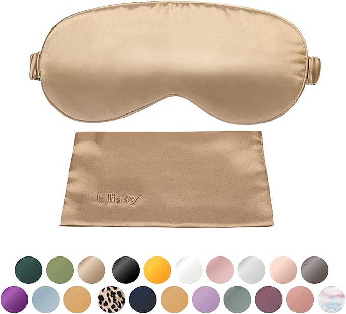 Blissy Silk Sleep Mask - Eye Sleeping Mask for Women & Men for Total Blackout - 100% Pure Mulberry Silk, 22 Momme 6a Fibers - Blindfold Sleep Mask Side Sleeper Eye Cover (Taupe)