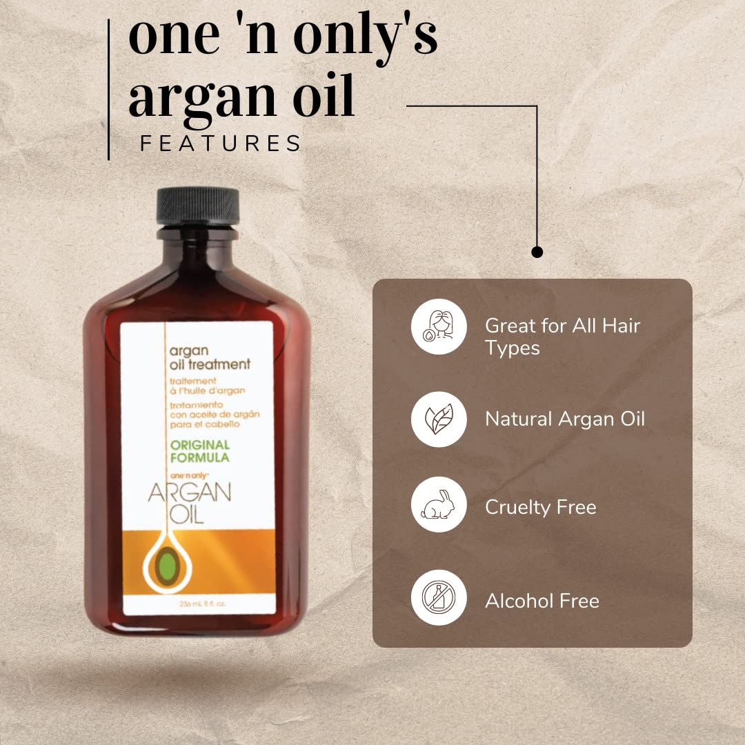 One n Only Argan Oil Hair Treatment - Lightweight & Hydrating Hair Oil for Natural, Wigs & Extensions - Shine Enhancing, Heat Protectant & Frizz Control (3.4 oz)
