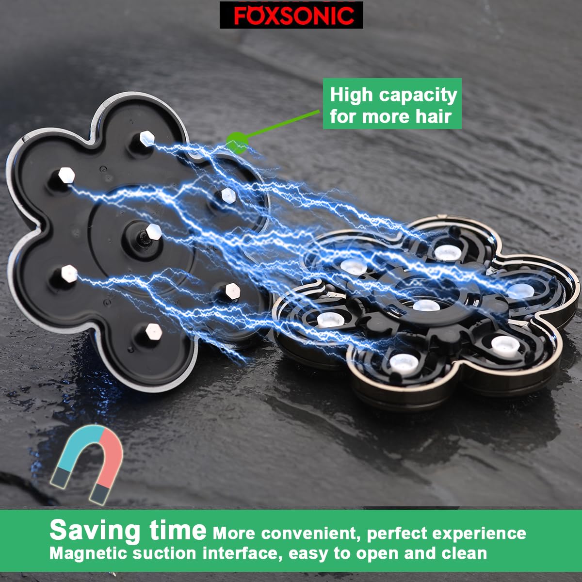 Magnetic 7 Blades Head Shaver Replacement Blades for head Shaver and Other Brands Head Shaver (CX7 Silver)