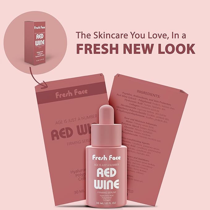 Fresh Face Hyaluronic Acid Serum for Face 30 ml 1.0 fl.oz – Anti Aging Hydrating serum with Collagen & Polyphenol - Reduces Wrinkles, Fine Lines and Plumps Skin - Enhances Skin Texture & Elasticity