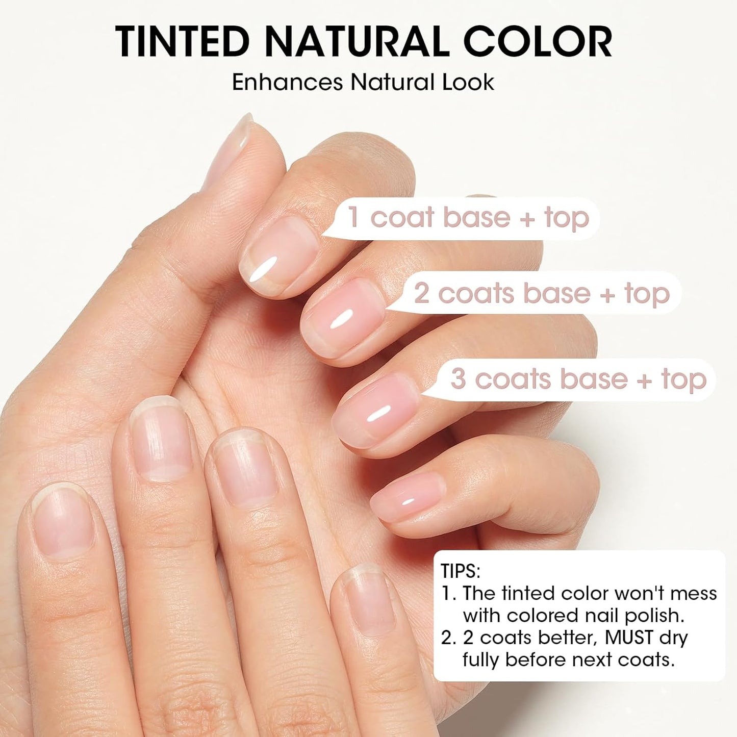 GELLEN Tinted Nude Ridge Filler For Nails, Clear Nail Polish Ridge Filling Base Coat, Nail Strengthener and Growth, Hydrates Strengthens Nourishes Damaged Dry Nails, Shea Butter & Vitamin E & Protein