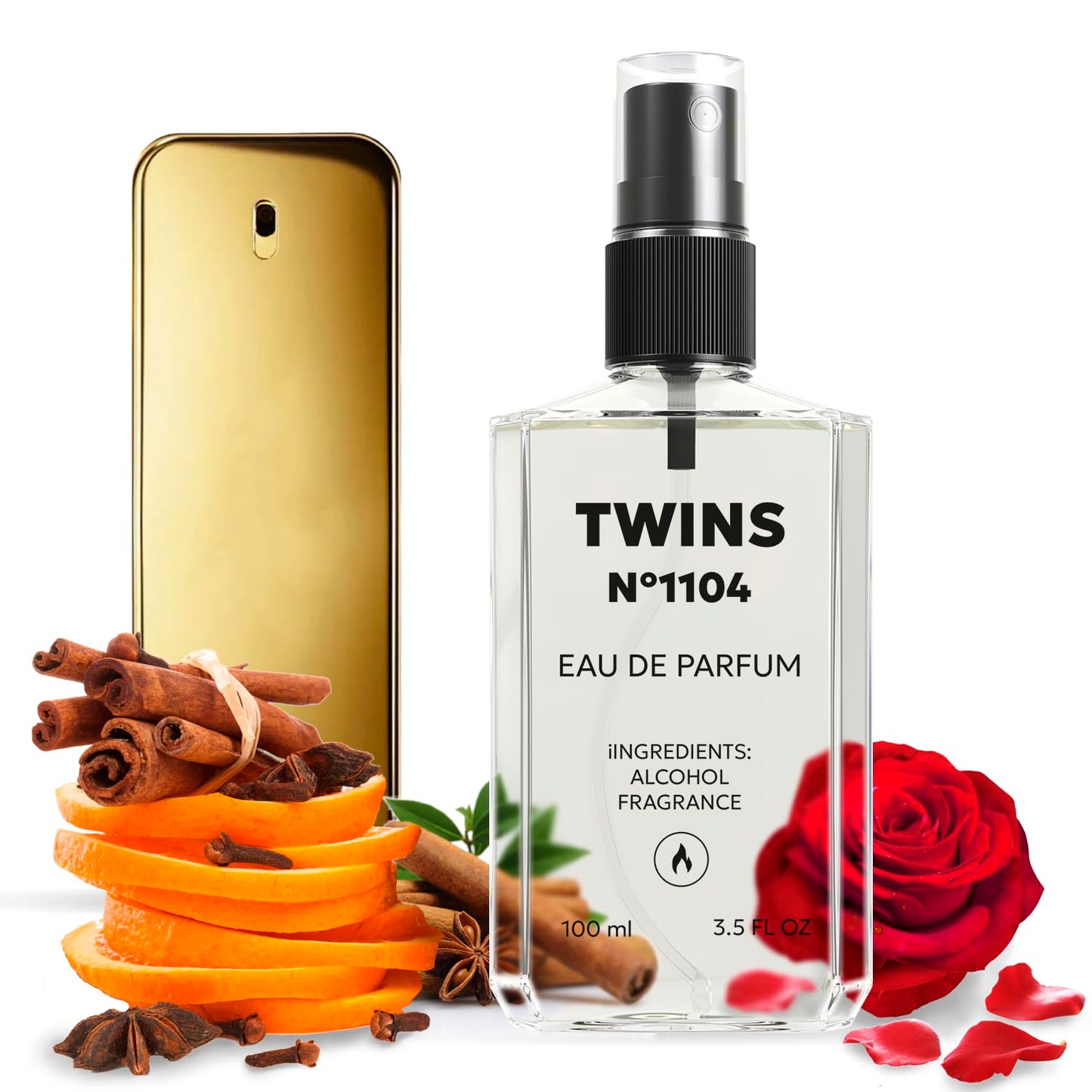 TWINS Impression of 1 Million | Perfume for Men Eau de Parfum | No.1104 | 3.4 Fl Oz / 100 ml
