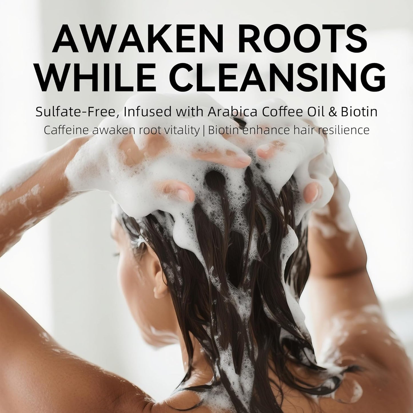 ALFHEIM Coffee+ Thickening Shampoo for Fine, Thin & Weak Hair with Caffeine, Biotin & Arabica Coffee Oil, Energizing, Strengthening & Volumizing Cleanser, Paraben-Free, Sulfate-Free, 33.8 oz / 1000 ml