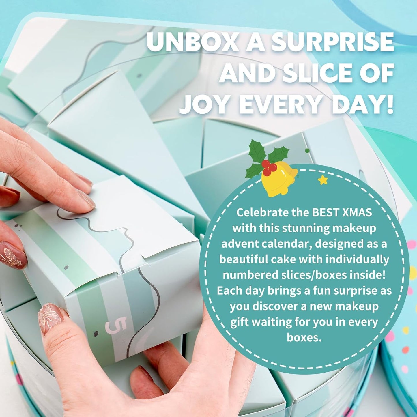 Color Nymph Makeup Advent Calendar 2025, 24 Days Advent Calendar Mystery Box for Christmas, Makeup Gift Sets - Xmas Beauty Countdown Calendar Cosmetics Kit for Women Girls Teens Daughters #Mint Green