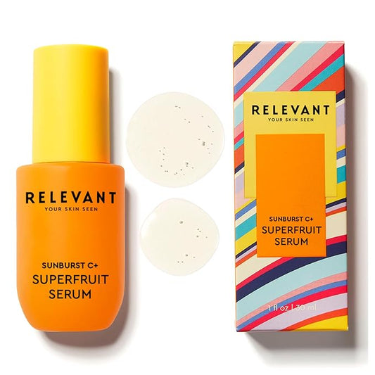 RELEVANT Sunburst C+ Vitamin C Serum for Face - Skin Brightening Face Serum with Vitamin C, Vitamin E Oil, Jojoba Oil & More - Skin Care Serum for Dark Spots, Even Skin Tone, Fine Lines & Wrinkles