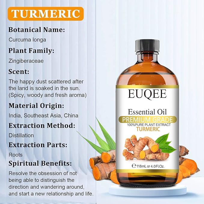 Turmeric Essential Oil 118 ml Pure Turmeric Essential Oil for Diffusers, Candle Making, DIY Soap - 4Fl. Oz