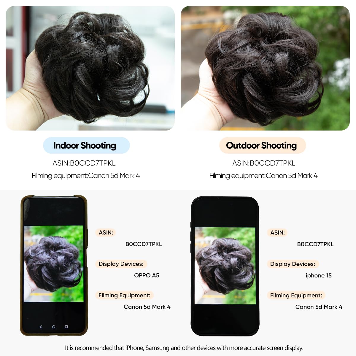 CJL HAIR Large Messy Bun Hair Piece Wavy Curly Scrunchies Synthetic Chignon Ponytail Hair Extensions Thick Updo Hairpieces for Women Beige Multi