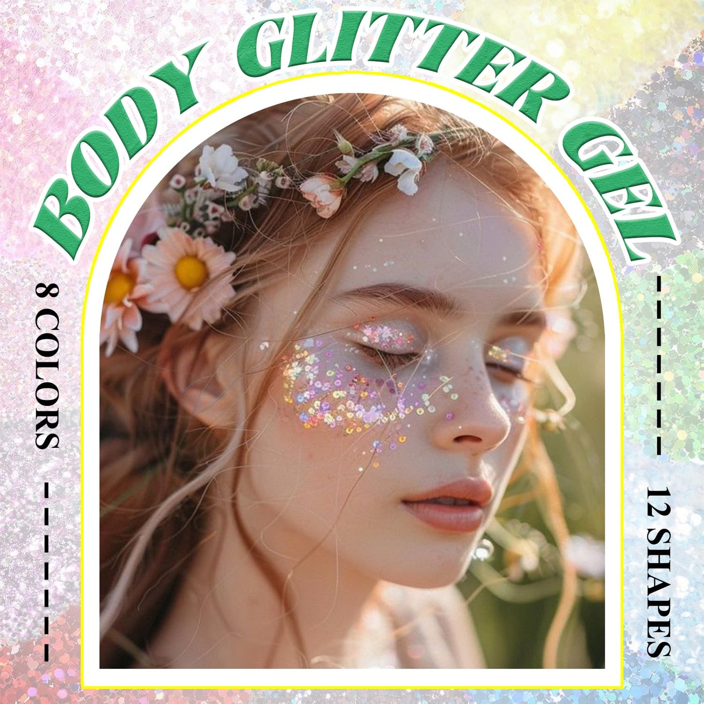 Body Glitter Face Glitter, Hair Glitter for Kids, 12 Shapes Fine Chunky Glitter Gel for Women Girls Makeup Sparkles Party Mermaid Sequins Rave Accessories Singer Concerts Festival (Pink Scheme)