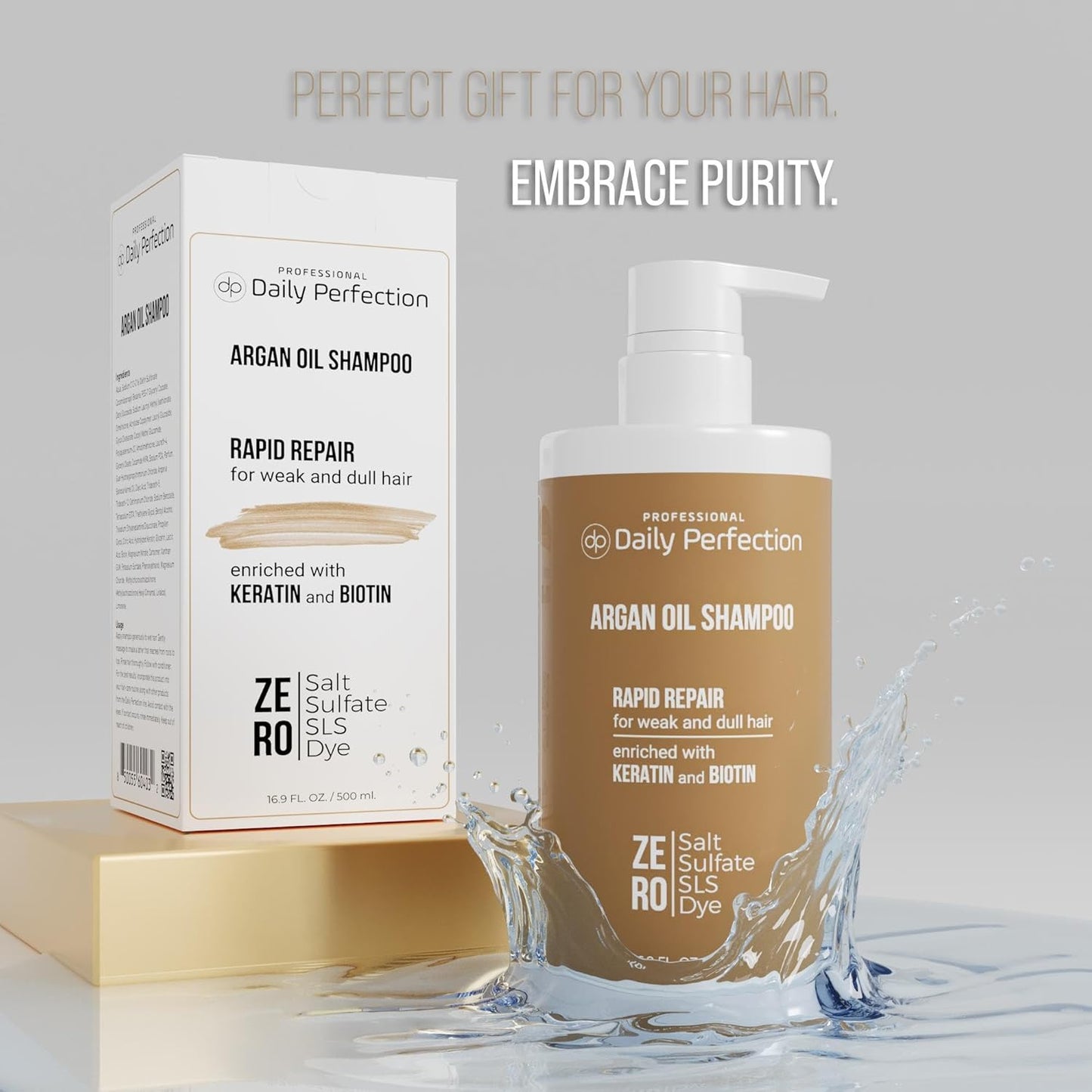 (dp) Argan Oil Shampoo – Repair & Protect Damaged Hair – Clean + Salon-Grade Formula with Biotin & Keratin