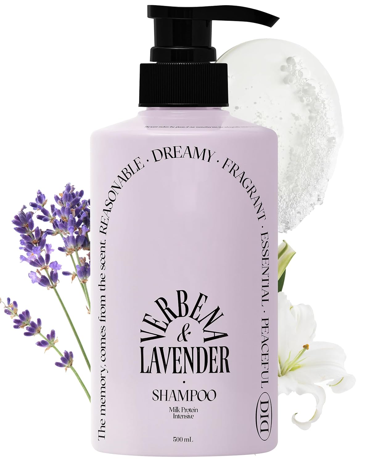 Milk Protein Intensive Shampoo - Korean Volumizing and Hair Loss Relief Perfume Shampoo for Damaged Hair - Subtle Verbena Lavender Scent - pH5.5 Scalp Purifying, 16.9 fl.oz.