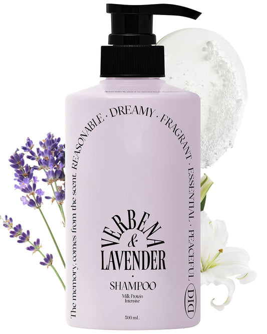 Milk Protein Intensive Shampoo - Korean Volumizing and Hair Loss Relief Perfume Shampoo for Damaged Hair - Subtle Verbena Lavender Scent - pH5.5 Scalp Purifying, 16.9 fl.oz.