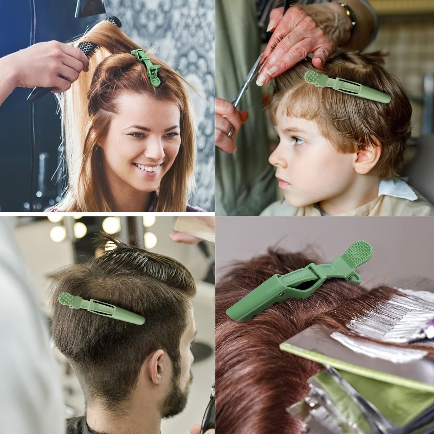 Ondder 14 Pcs Green Hair Clips for Sectioning and Styling - Larger Salon Pro Clips for Barber Coloring, Cutting - Hair Accessories for Women and Men