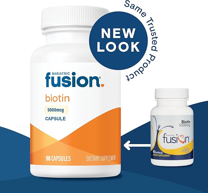 Bariatric Fusion Biotin 5000mcg Vitamin | Easy to Swallow Capsules Biotin Supplement for Hair Growth | 90 Count | 3 Month Supply