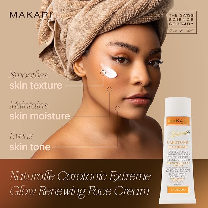MAKARI Naturalle Carotonic Extreme Glow Renewing Face Cream SPF15 & Brightening Serum Set | Moisturizes, Brightens, & Rejuvenates Skin | Reduces Acne & Scars | Anti-Aging & Antioxidant Protection for