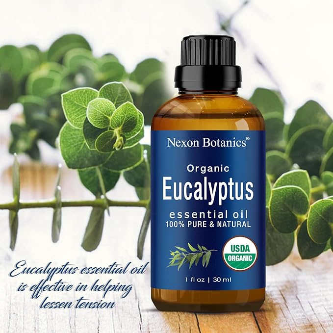 Organic Eucalyptus Essential Oil 30 ml - Pure Natural Oil for Diffuser, Sauna, and Aromatherapy - Aceite de Eucalipto - Nexon Botanics